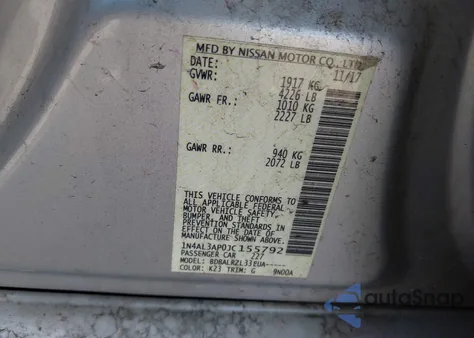 2018 Nissan Altima 2.5 Sl z USA, uszkodzony, nr VIN 1N4AL3AP0JC155792